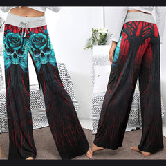 Skull Butterfly Dark Theme Women's High-waisted Wide Leg Pants | Wonder Skull