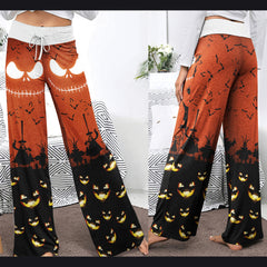 Emo Nightmare Halloween Theme Women's High-waisted Wide Leg Pants | Wonder Skull