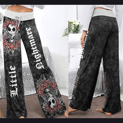 Nightmare Theme Gothic Art Women's High-waisted Wide Leg Pants | Wonder Skull