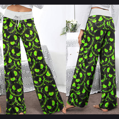 Green Face Scary Nightmare Women's High-waisted Wide Leg Pants | Wonder Skull