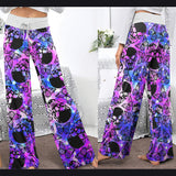 Purple Smoke Skull Butterfly Women's High-waisted Wide Leg Pants | Wonder Skull