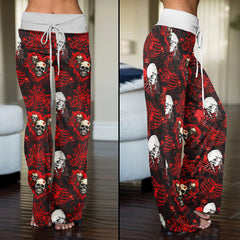 Skull Dark Gothic Women's High-waisted Wide Leg Pants | Wonder Skull