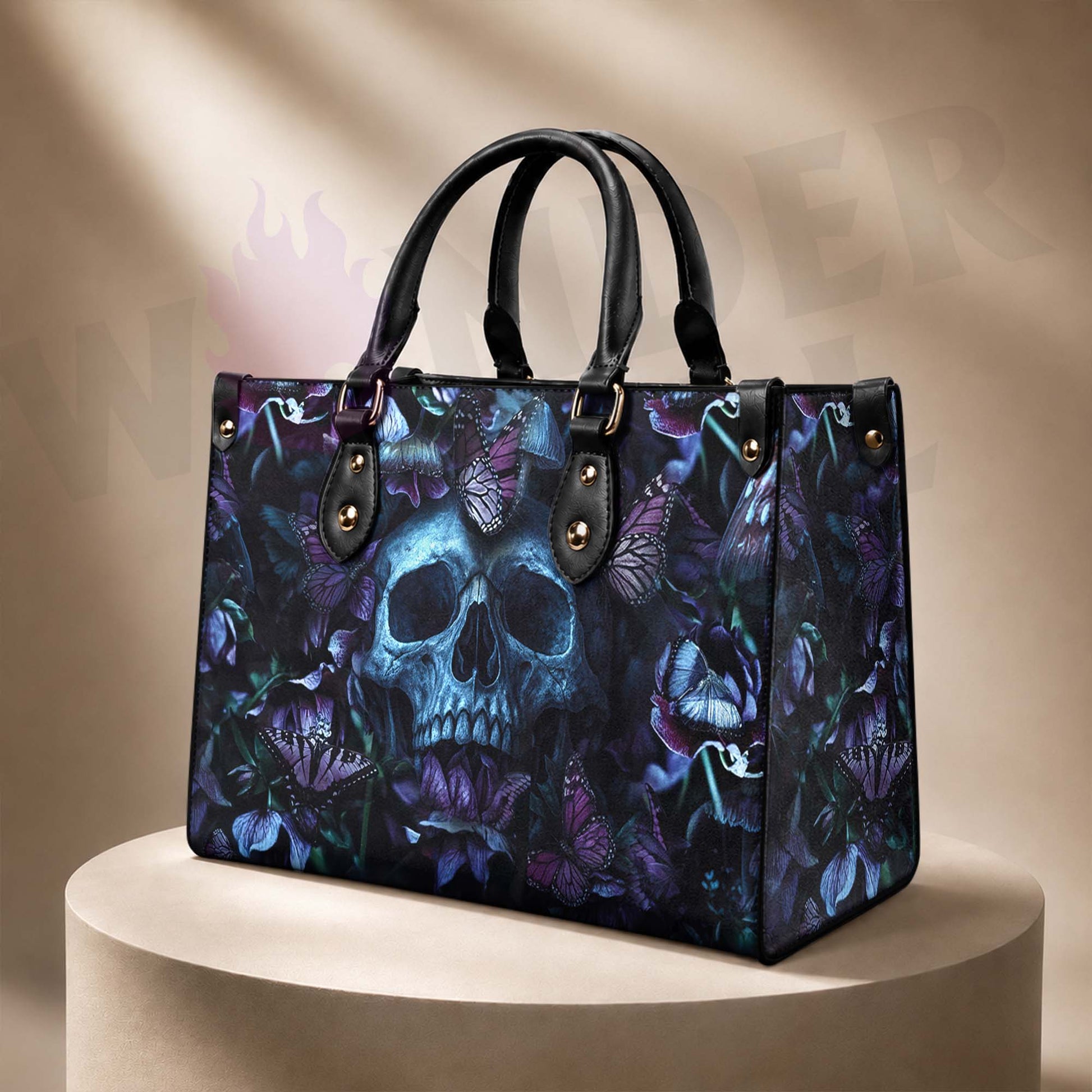 Wonder Skull structured tote bag solves the "I can't find anything in my bag" problem. The roomy interior fits your tablet, phone, wallet, water bottle, umbrella, and cosmetics — without the overstuffed look. Multiple interior pockets keep everything organized, so you're never digging around at checkout. Reinforced rivet corners and quality metal hardware ensure the bag holds up to daily use. Whether you're heading to work, running errands, or catching a flight, this tote keeps you looking put-together.