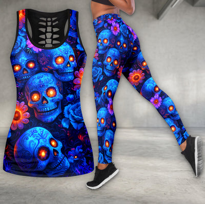 Neon Skull Flower Art Tanktop and Legging
