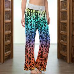 Colorful Skull Diamond Art Women's High-waisted Wide Leg Pants
