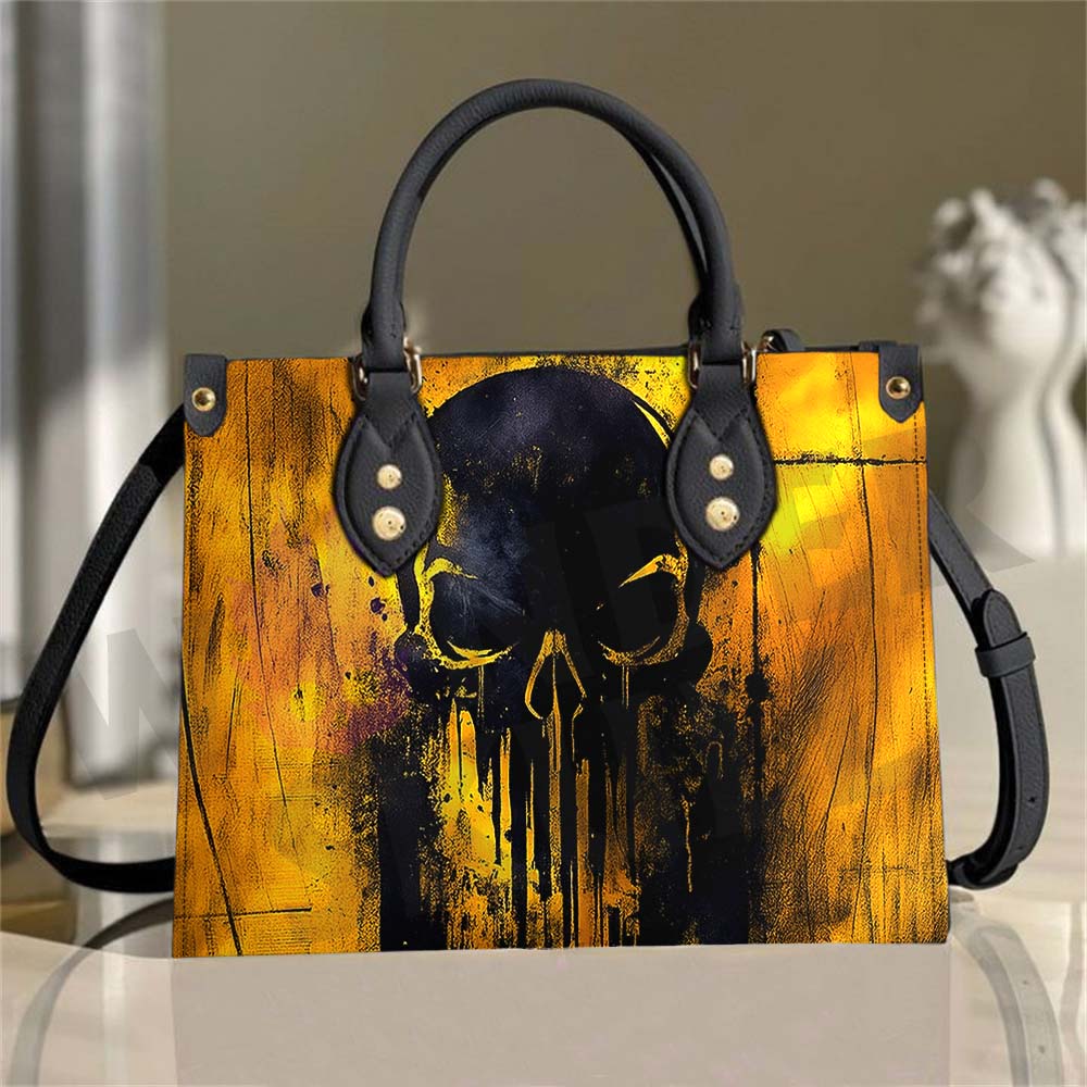 Wonder Skull structured tote bag solves the "I can't find anything in my bag" problem. The roomy interior fits your tablet, phone, wallet, water bottle, umbrella, and cosmetics — without the overstuffed look. Multiple interior pockets keep everything organized, so you're never digging around at checkout. Reinforced rivet corners and quality metal hardware ensure the bag holds up to daily use. Whether you're heading to work, running errands, or catching a flight, this tote keeps you looking put-together.