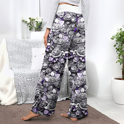Violet Curse Gothic Skull Women's High-waisted Wide Leg Pants