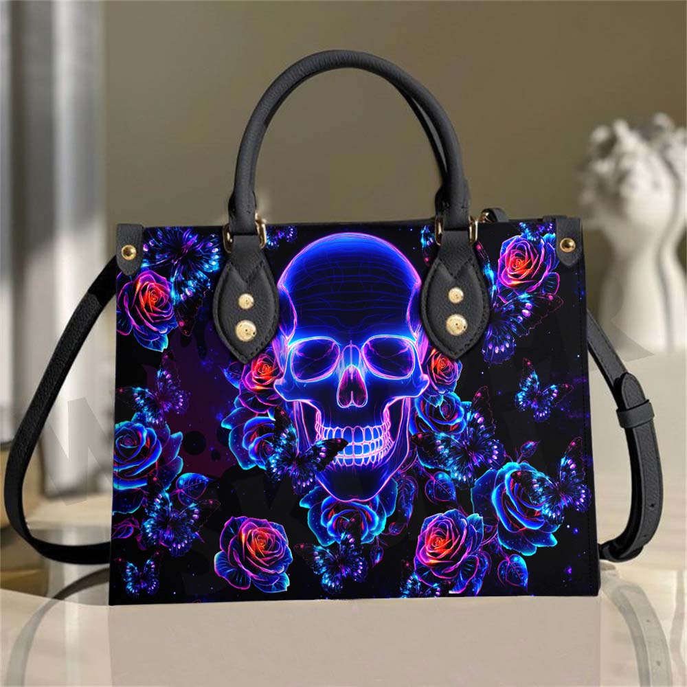 Wonder Skull structured tote bag solves the "I can't find anything in my bag" problem. The roomy interior fits your tablet, phone, wallet, water bottle, umbrella, and cosmetics — without the overstuffed look. Multiple interior pockets keep everything organized, so you're never digging around at checkout. Reinforced rivet corners and quality metal hardware ensure the bag holds up to daily use. Whether you're heading to work, running errands, or catching a flight, this tote keeps you looking put-together.