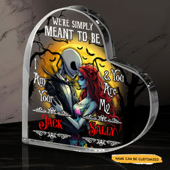 Meant To Be - Customized Skull Couple Crystal Heart Anniversary Gifts