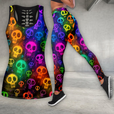 Neon Graffiti Skull Pattern Tanktop and Leggings