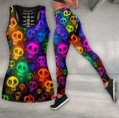 Neon Graffiti Skull Pattern Tanktop and Leggings