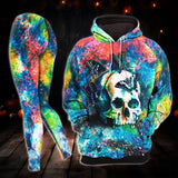 Skull Butterfly Paint Art Combo Hoodie and Leggings - Dark and edgy matching set with skull designs for a unique and stylish look.