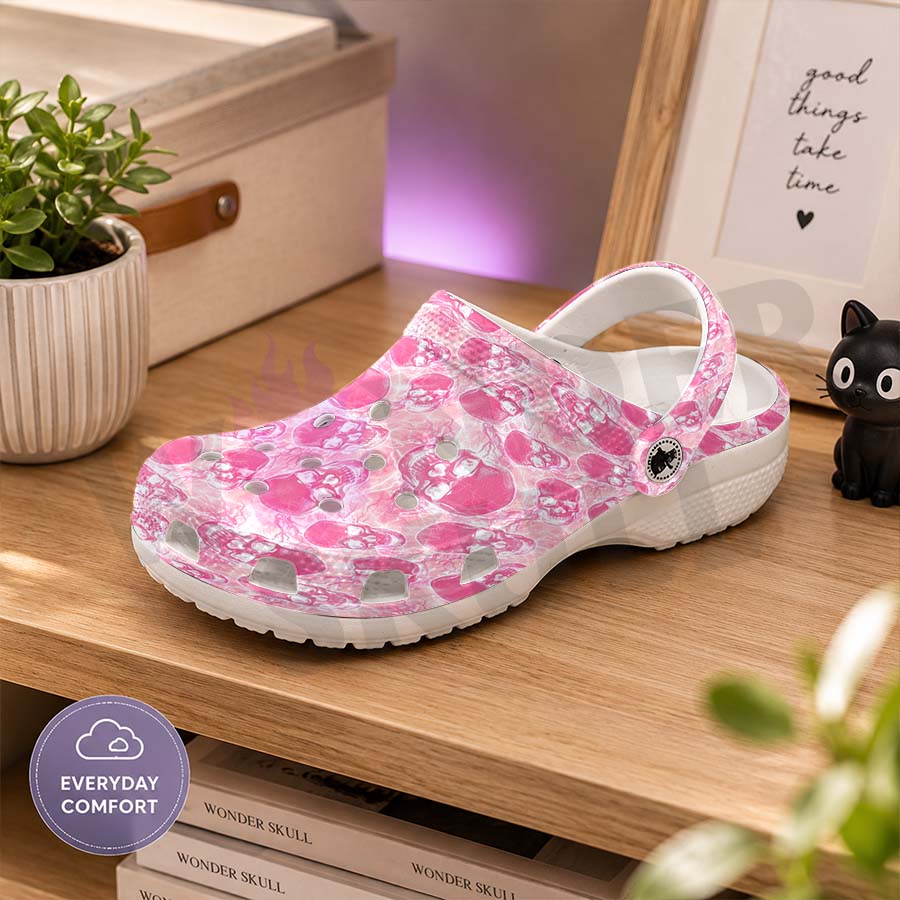 Wonder Skull Lightweight Clog Sandals are designed for all-day comfort. Featuring breathable ventilation holes, a cushioned footbed, and a pivoting heel strap, these versatile unisex clogs are perfect for use at home, outdoors, or at work — whatever your profession may be.