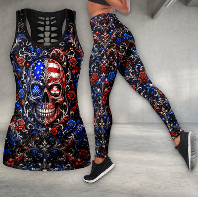 Patriotic Skull Art Tanktop and Legging