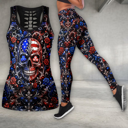 Patriotic Skull Art Tanktop and Legging