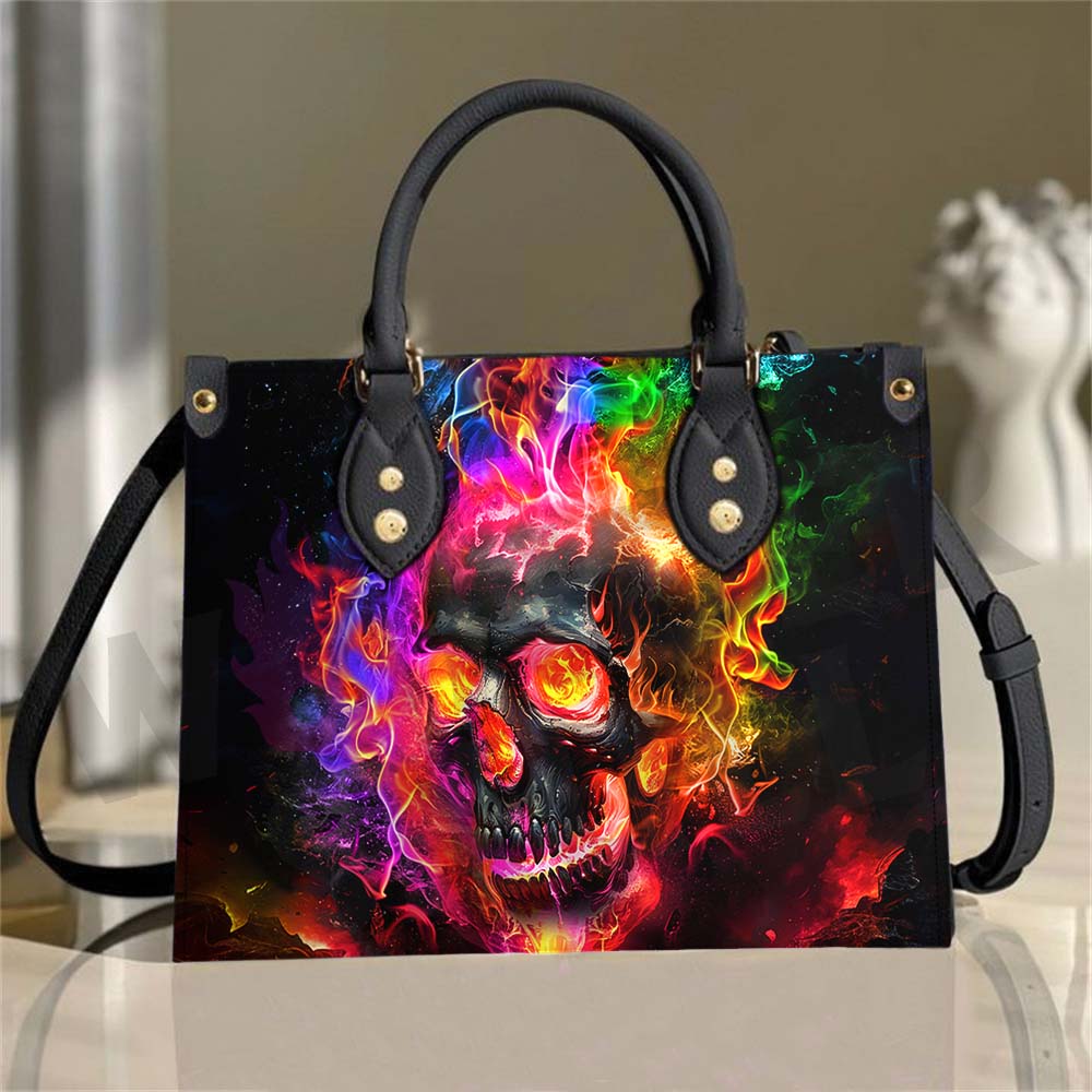 Wonder Skull structured tote bag solves the "I can't find anything in my bag" problem. The roomy interior fits your tablet, phone, wallet, water bottle, umbrella, and cosmetics — without the overstuffed look. Multiple interior pockets keep everything organized, so you're never digging around at checkout. Reinforced rivet corners and quality metal hardware ensure the bag holds up to daily use. Whether you're heading to work, running errands, or catching a flight, this tote keeps you looking put-together.