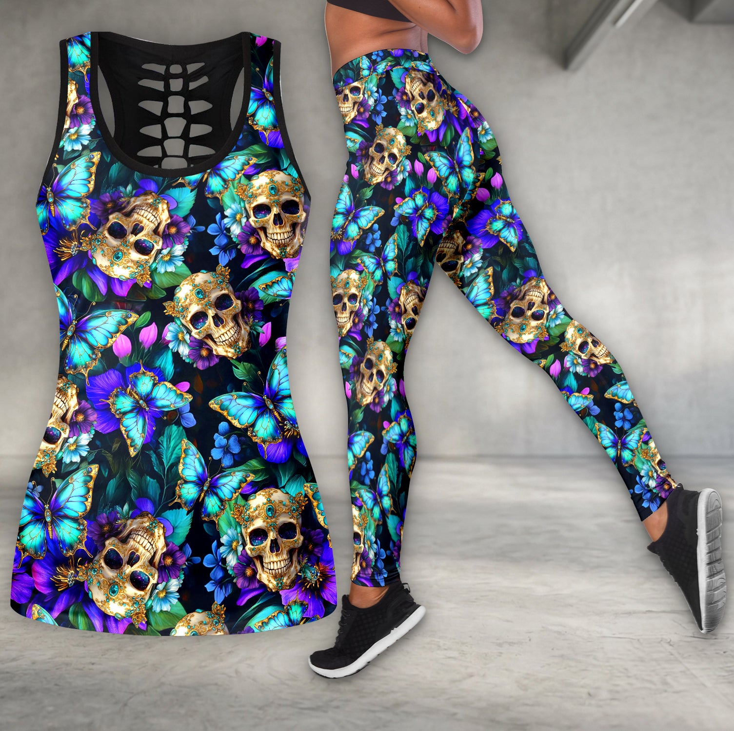 Royal Blue Skull Wings Tanktop and Legging