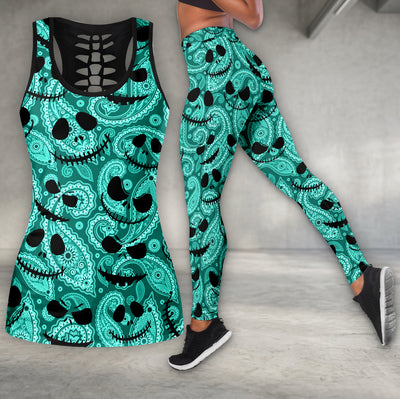 Spooky Paisley Skull Pattern Tanktop and Legging