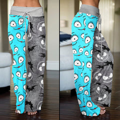 Blue Grey Nightmare Bat Women's High-waisted Wide Leg Pants | Wonder Skull