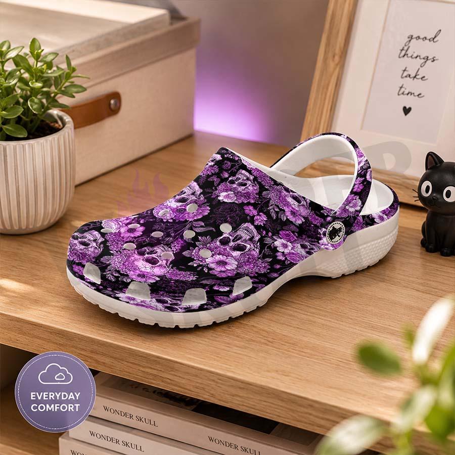 Wonder Skull Lightweight Clog Sandals are designed for all-day comfort. Featuring breathable ventilation holes, a cushioned footbed, and a pivoting heel strap, these versatile unisex clogs are perfect for use at home, outdoors, or at work — whatever your profession may be.