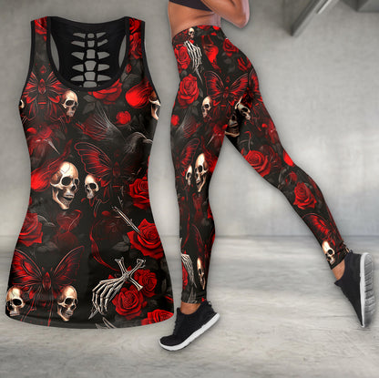 Gothic Skull & Rose Noir Tanktop and Leggings