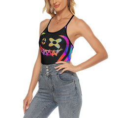 Radiant Smile Skull Backless tanktop and Wide Pants Sets - Wonder Skull