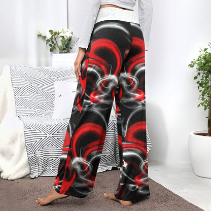 Abstract Swirl Skull Women's High-waisted Wide Leg Pants