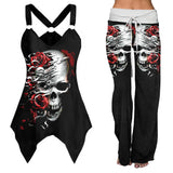 Boost your style quotient with our exclusive Eyelet Chain Ring Top and High-Waisted Pants from Wonder Skull.
