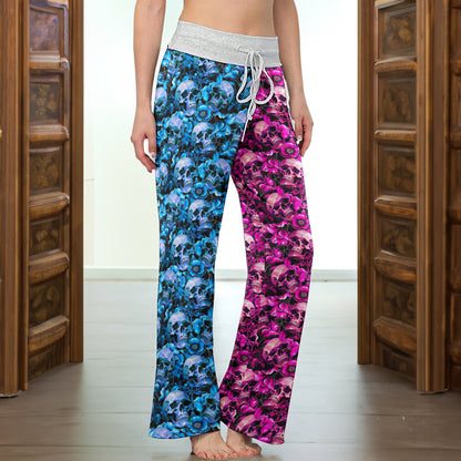 Neon Phantasm Skull Garden Women's High-waisted Wide Leg Pants