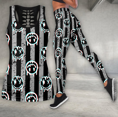 Glitch Skull Drip Art Tanktop and Legging