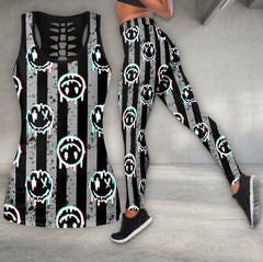 Glitch Skull Drip Art Tanktop and Legging