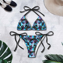 Radiant Rainbow Thunder Skull Pattern Micro Triangle Bikini Swimsuit - Wonder Skull