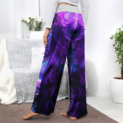 Purple Skull Fantasy Artwork Women's High-waisted Wide Leg Pants | Wonder Skull