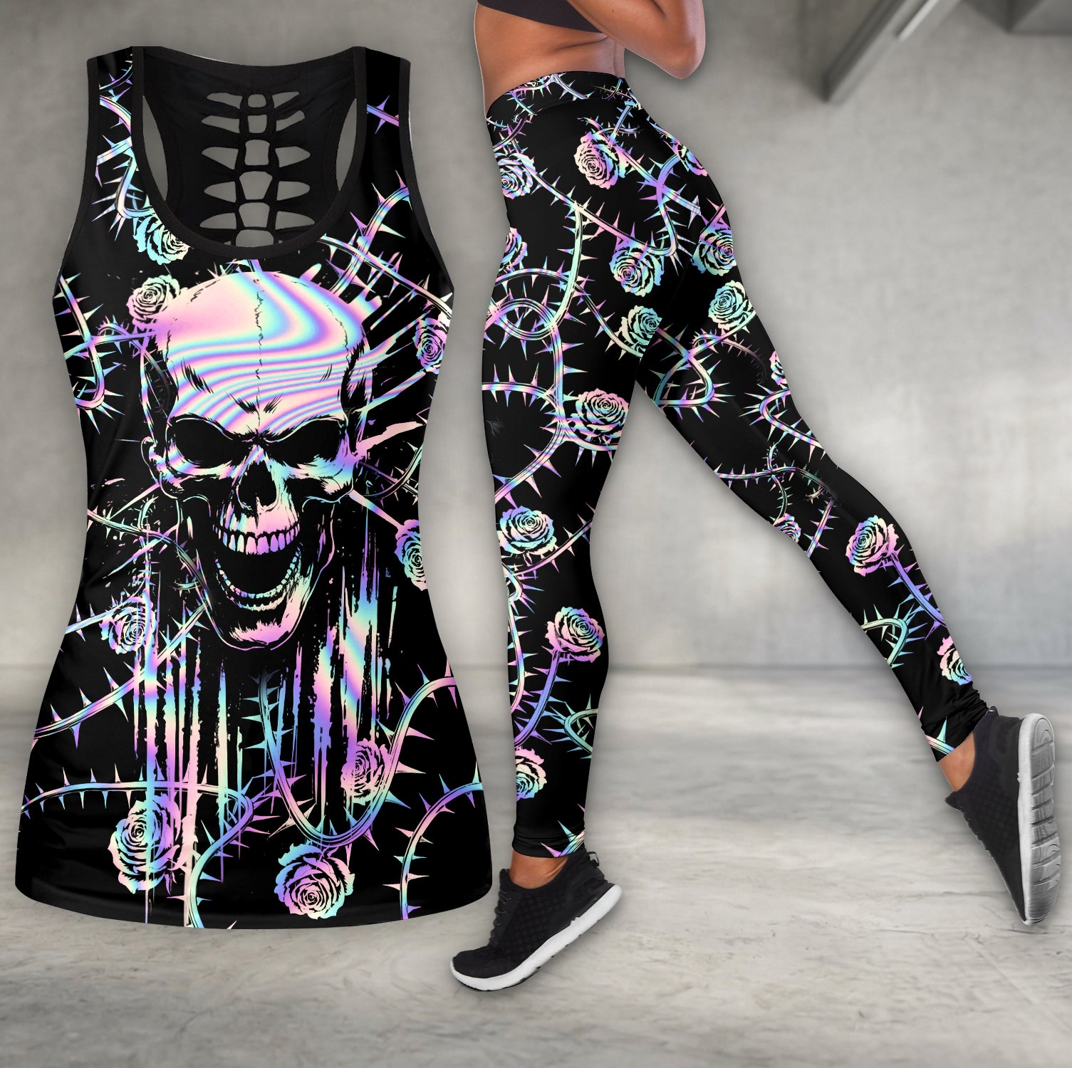 Holo Thorn Skull Art Tanktop and Leggings