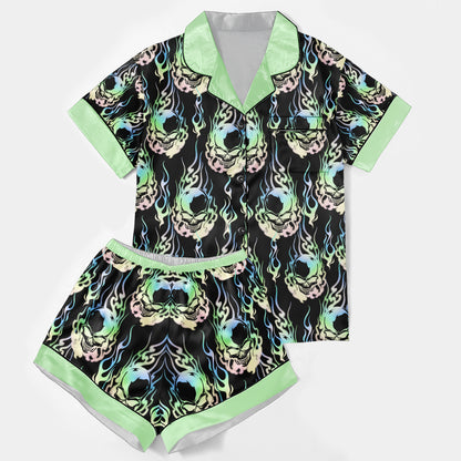 Chic and stylish women's pajama set with unique design prints and statement sleeves, Soft and luxurious fabrics make this pajama set perfect for bedtime or lounging at home.