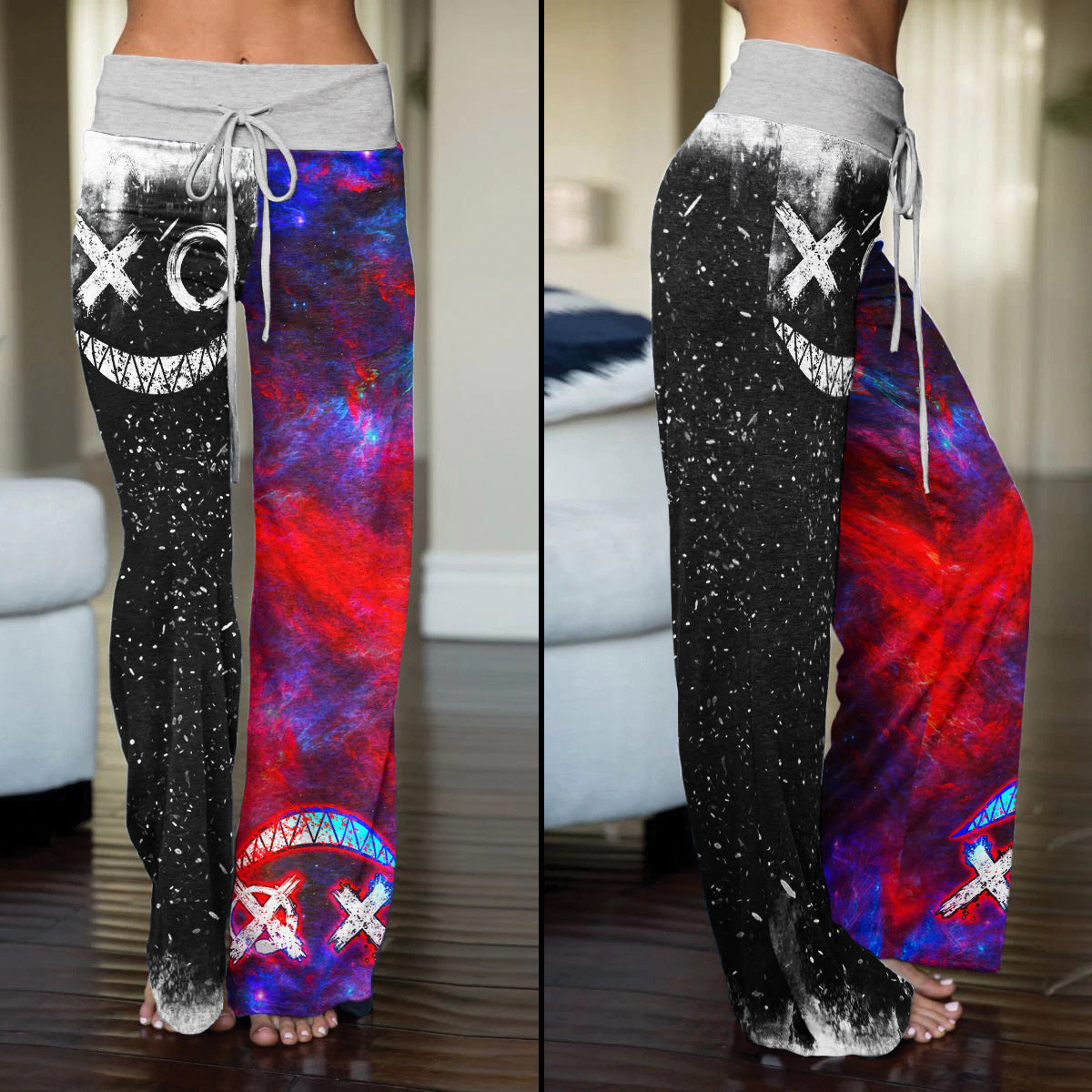 Psycho Scary Smoke Women's High-waisted Wide Leg Pants | Wonder Skull