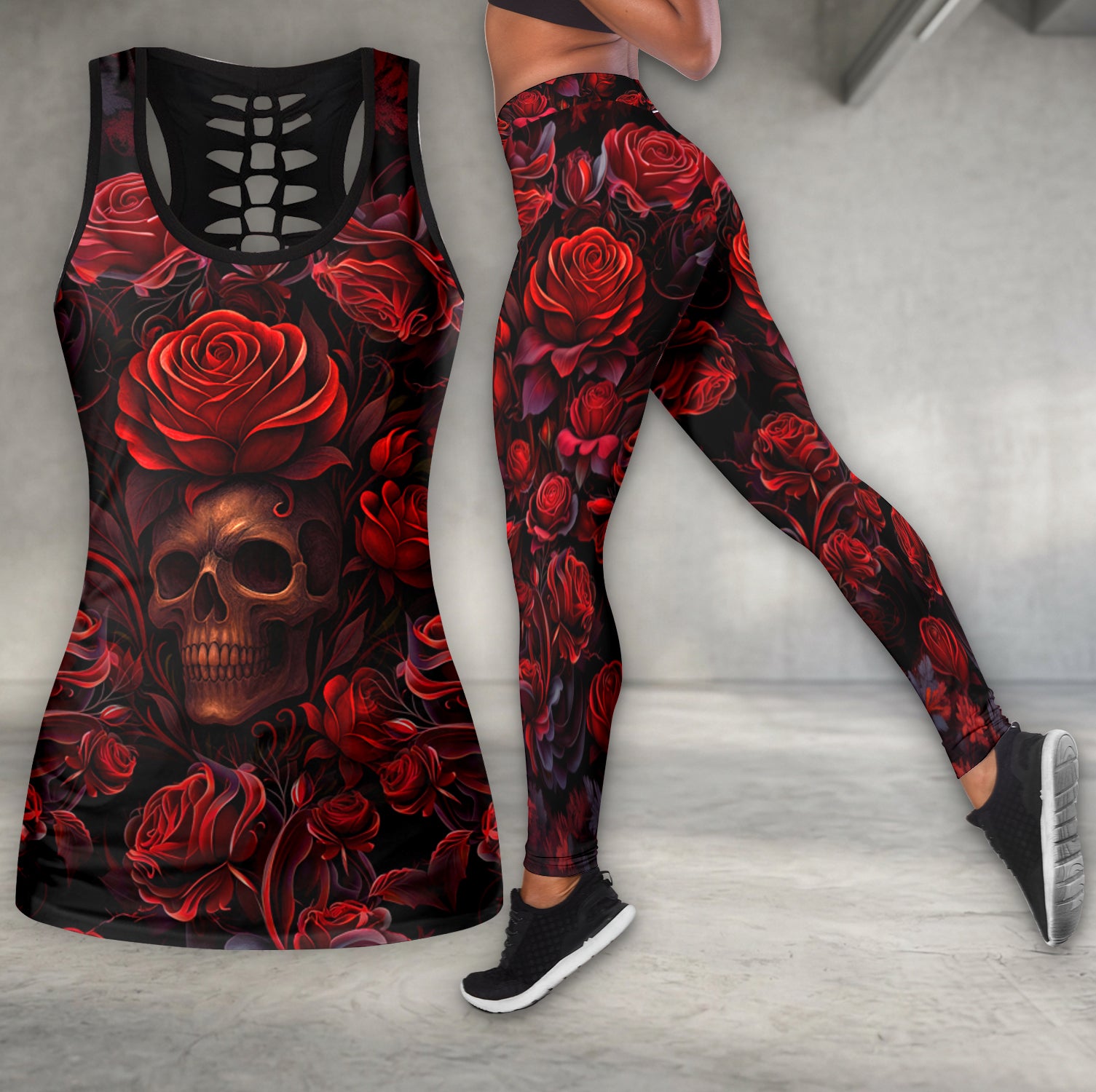 Gothic Rose Skull Garden Tanktop and Leggings