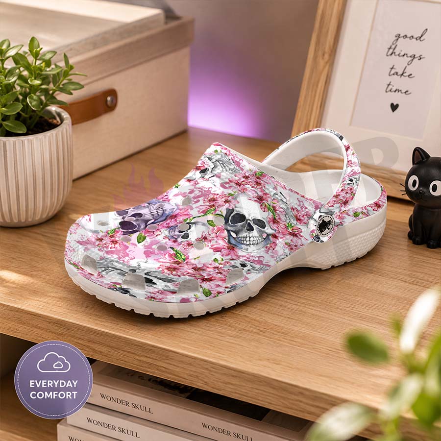 Wonder Skull Lightweight Clog Sandals are designed for all-day comfort. Featuring breathable ventilation holes, a cushioned footbed, and a pivoting heel strap, these versatile unisex clogs are perfect for use at home, outdoors, or at work — whatever your profession may be.