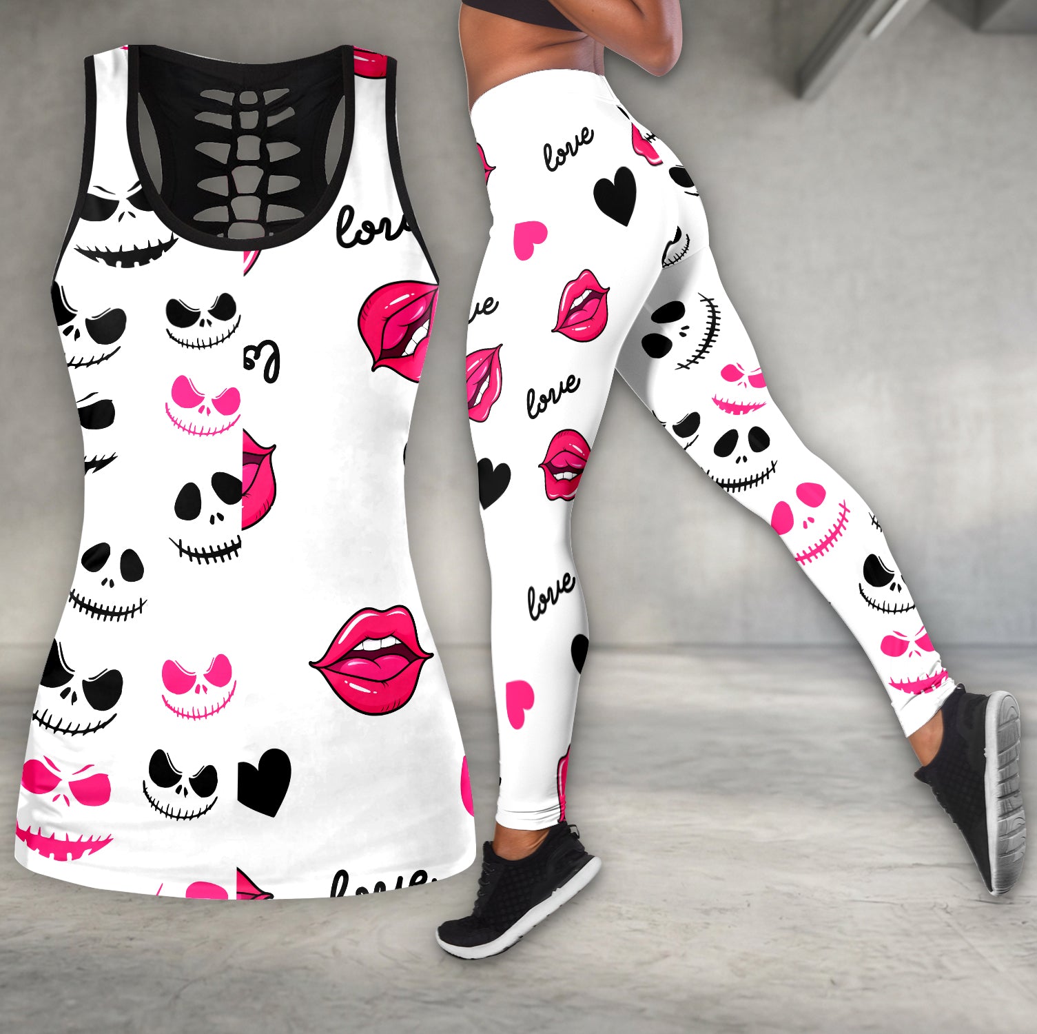 Spooky Love Pink Pattern Tanktop and Legging