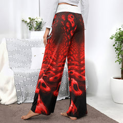 Infinite Red Skull Art Women's High-waisted Wide Leg Pants