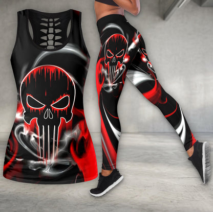 Crimson Smoke Skull Art Tanktop and Leggings