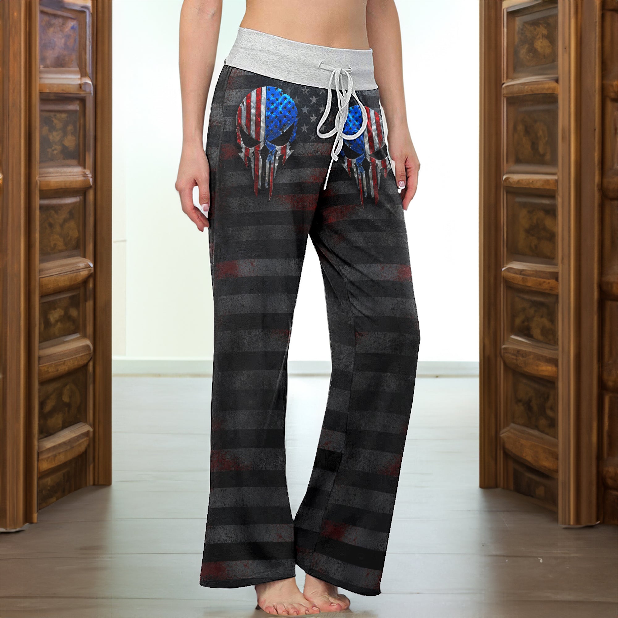 Rebel Patriot Track Art Women's High-waisted Wide Leg Pants