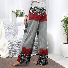 Metal Skull Lip Melt Women's High-waisted Wide Leg Pants