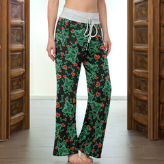 Midnight Glow Skulls Butterfly Women's High-waisted Wide Leg Pants