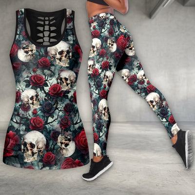 Vintage Skull Rose Art Tanktop and Leggings
