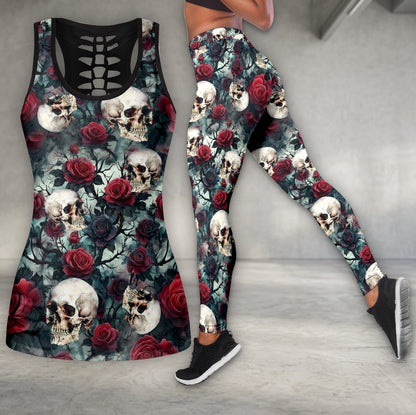 Vintage Skull Rose Art Tanktop and Leggings