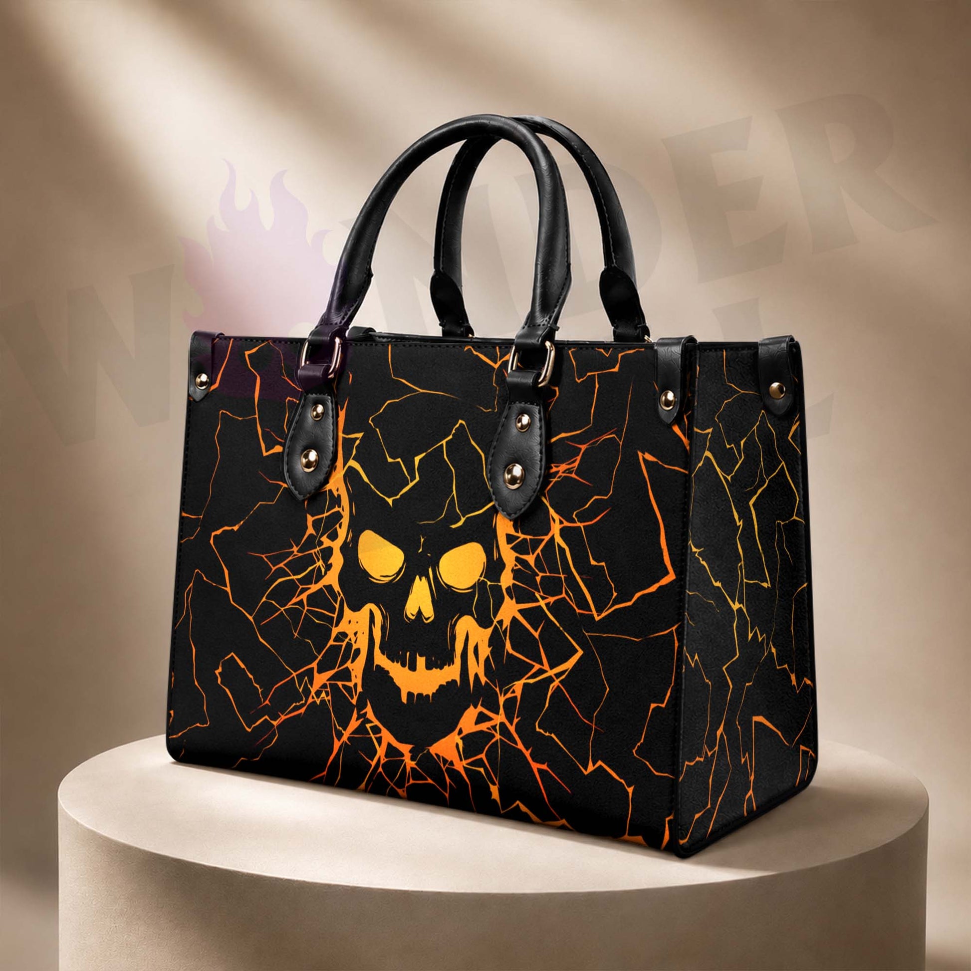Wonder Skull structured tote bag solves the "I can't find anything in my bag" problem. The roomy interior fits your tablet, phone, wallet, water bottle, umbrella, and cosmetics — without the overstuffed look. Multiple interior pockets keep everything organized, so you're never digging around at checkout. Reinforced rivet corners and quality metal hardware ensure the bag holds up to daily use. Whether you're heading to work, running errands, or catching a flight, this tote keeps you looking put-together.