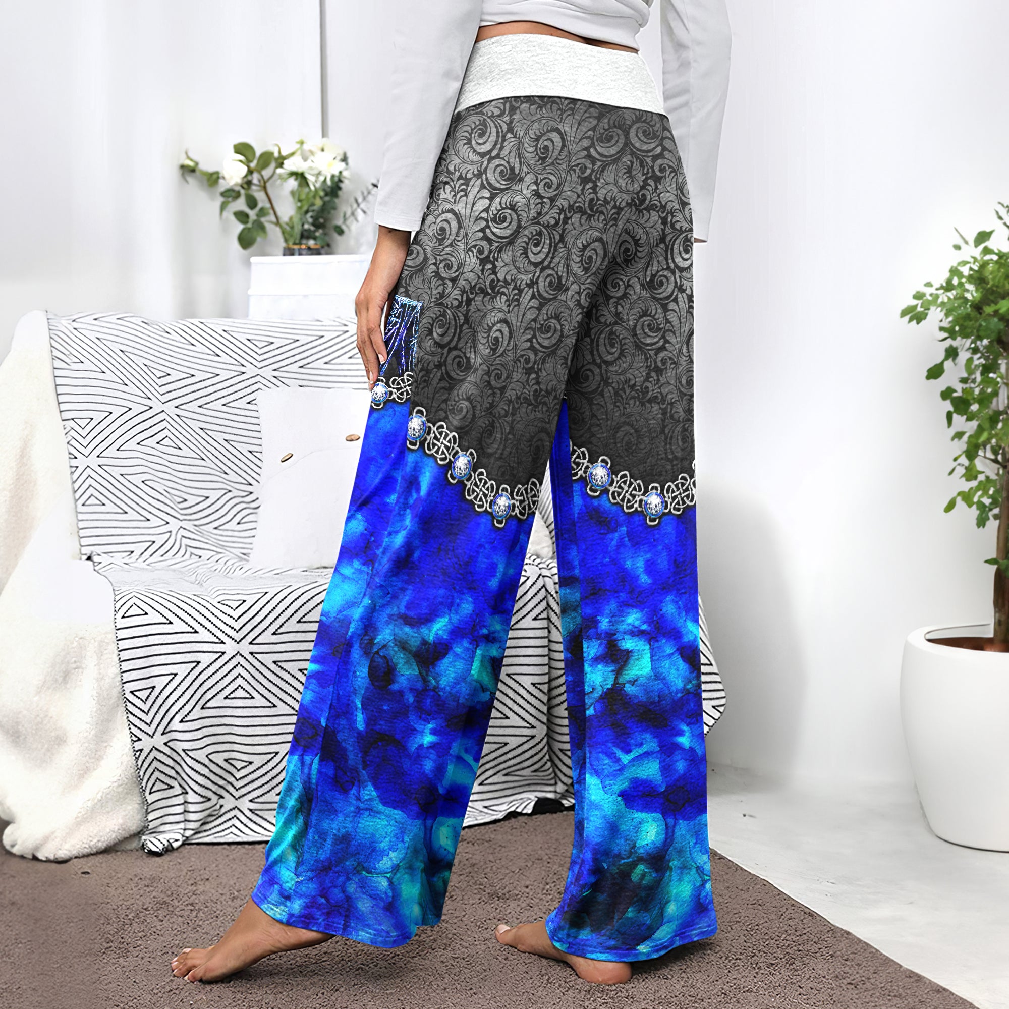 Abstract Diamond Art Women's High-waisted Wide Leg Pants