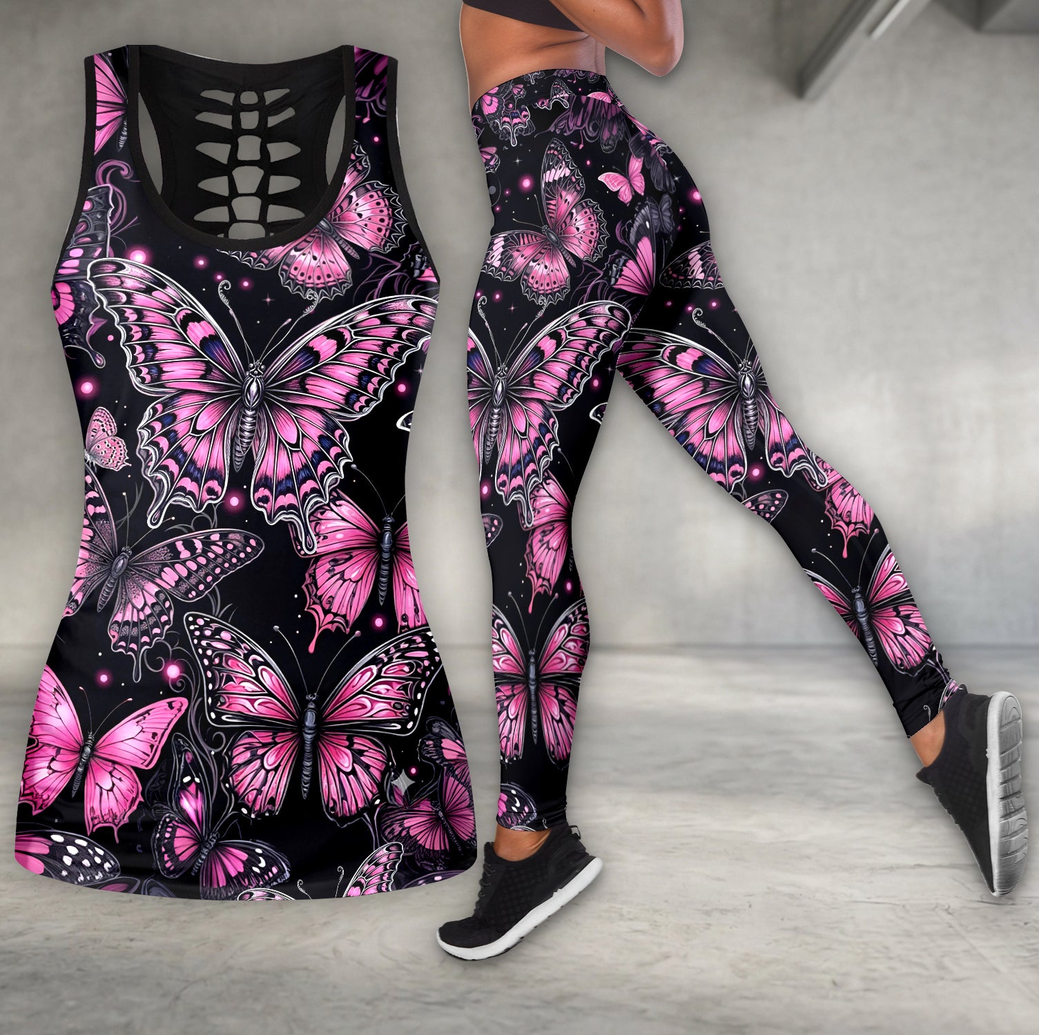 Neon Pink Butterfly Dream Tanktop and Legging