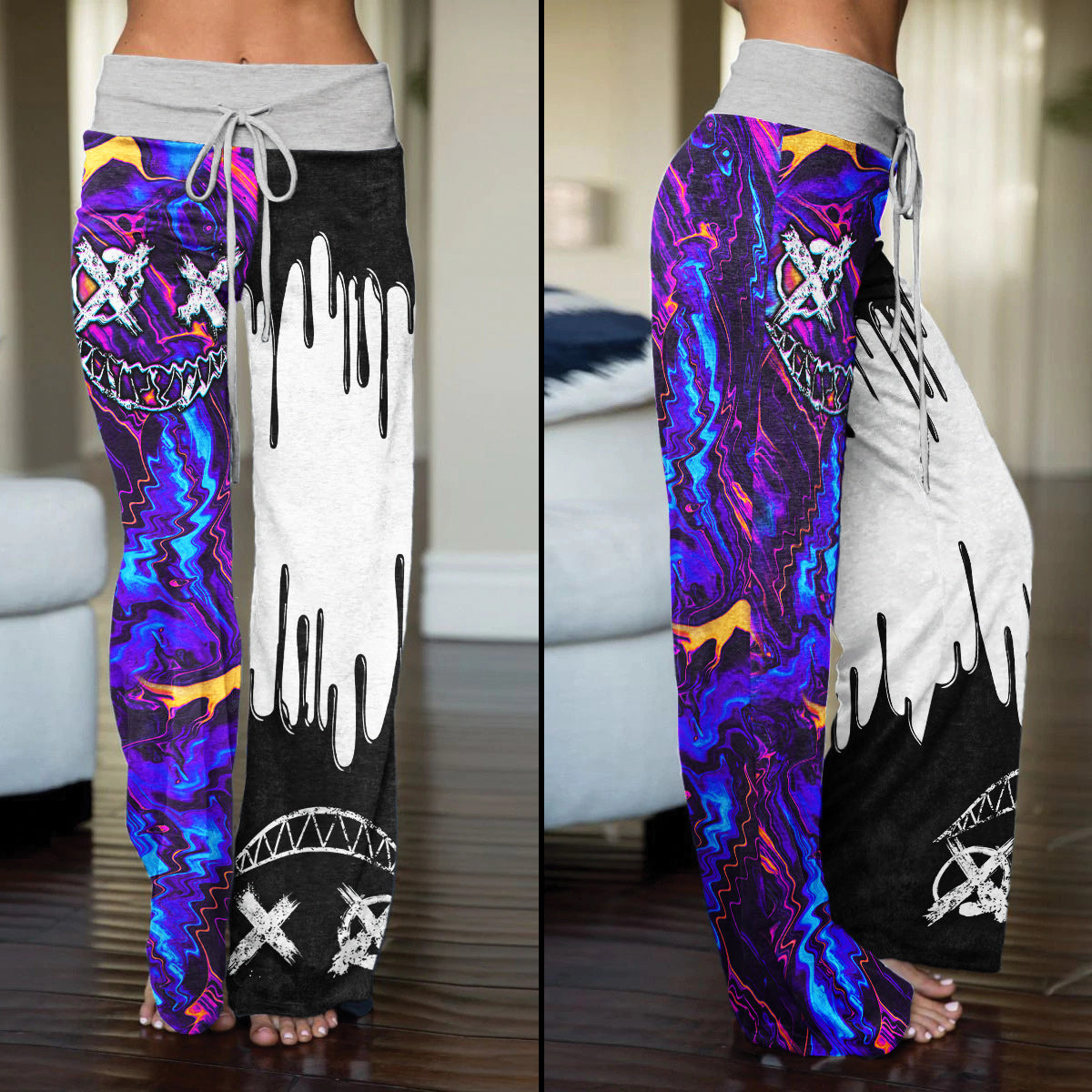 Psycho Melting Psychedelic Women's High-waisted Wide Leg Pants | Wonder Skull